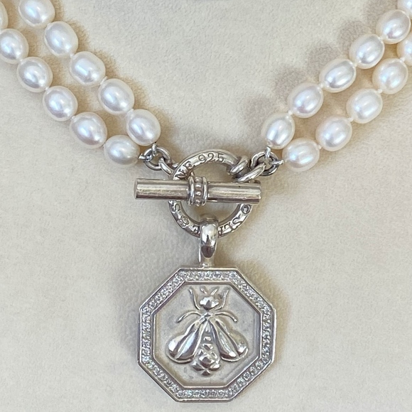 Slane ~ JUMBO Diamond BEE Enhancer Pearl Necklace - Picture 4 of 8